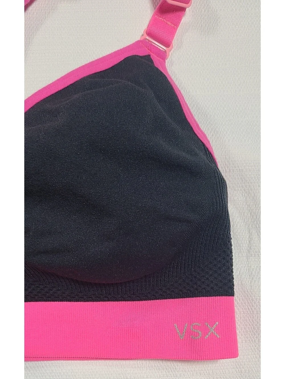 Victoria's Secret VSX Sports Bra Black and Pink Medium Support